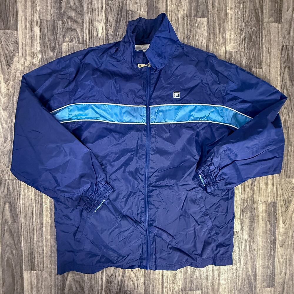 Fila Navy & Light Blue Colorblock Windbreaker Jacket Full Zip